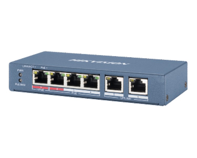 Hikvision DS-3E0106HP-E POE Комутатор 4 порти некерований