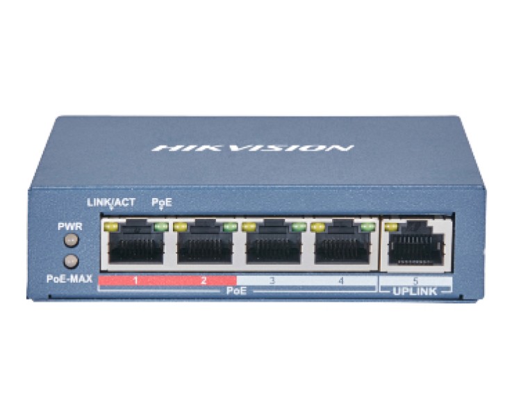 DS-3E0105P-E(B) 4-портовий некерований POE комутатор Hikvision
