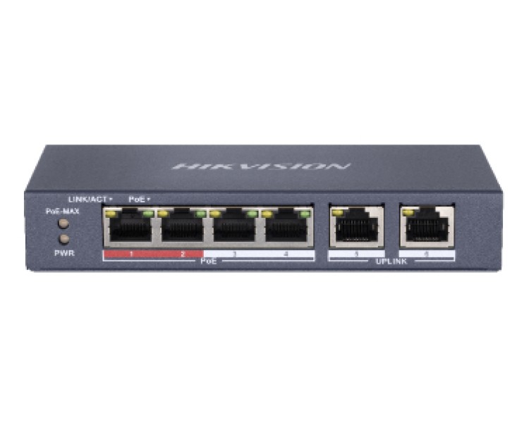 Hikvision DS-3E0106P-E/M POE Комутатор 4 порти некерований