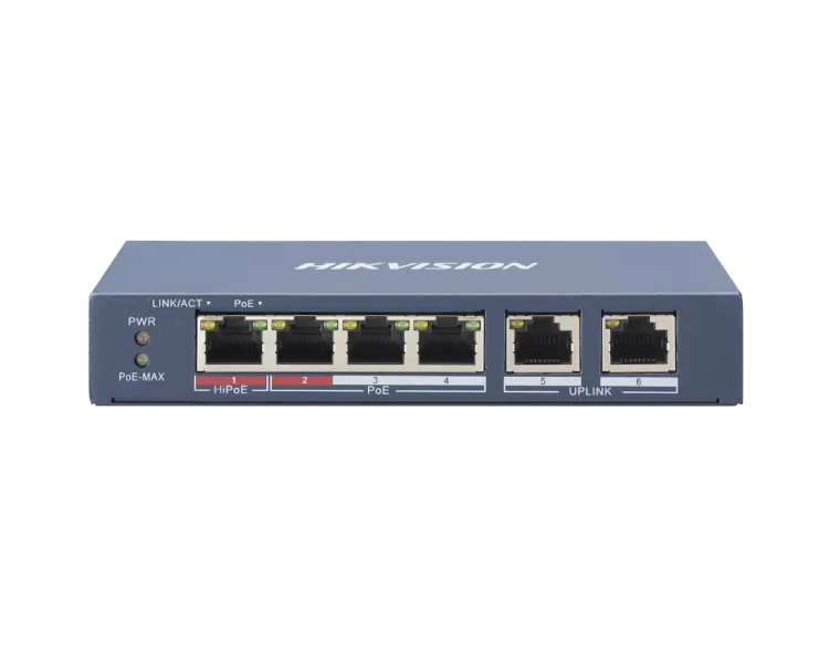 DS-3E0106HP-E/M 4-портовий некерований POE комутатор Hikvision