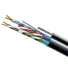 Cat. 5e F/UTP PE 4х2х24 AWG + S. M. трос (к)(72113) бухта 500м. Кабель вита пара ЗЗКМ (FTP мідь вуличний із тросом)
