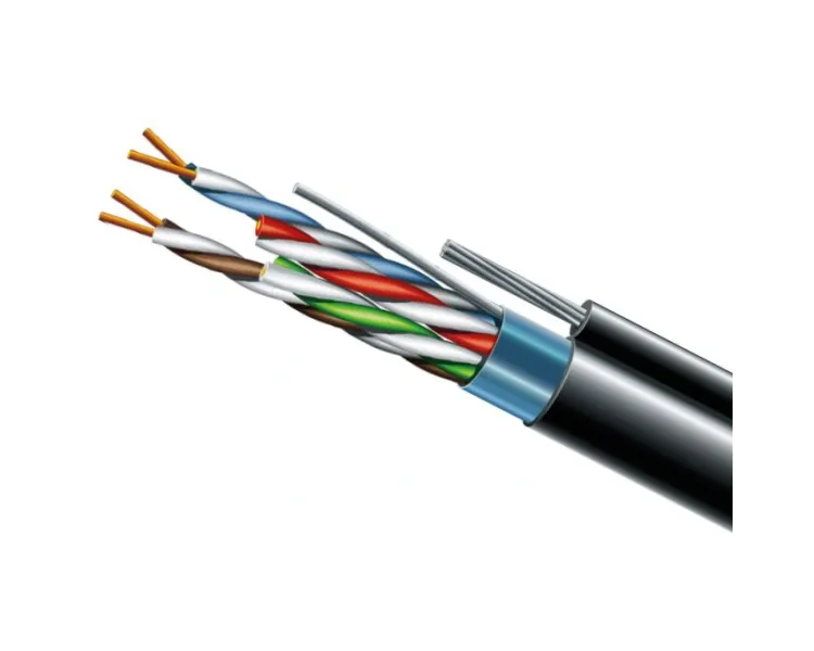 Cat. 5e F/UTP PE 4х2х24 AWG + S. M. трос (к)(72113) бухта 500м. Кабель вита пара ЗЗКМ (FTP мідь вуличний із тросом)
