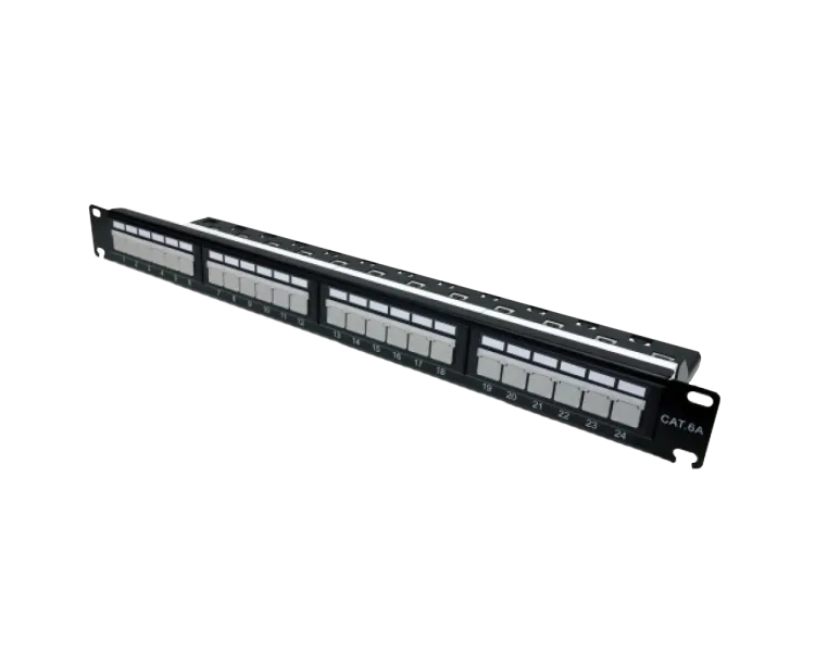 L&W ELECTRONICAL LW-PP74 Патч-панель 19" 24xRJ-45 UTP, кат. 6a, із заднім організатором з пластиковими шторками, LW