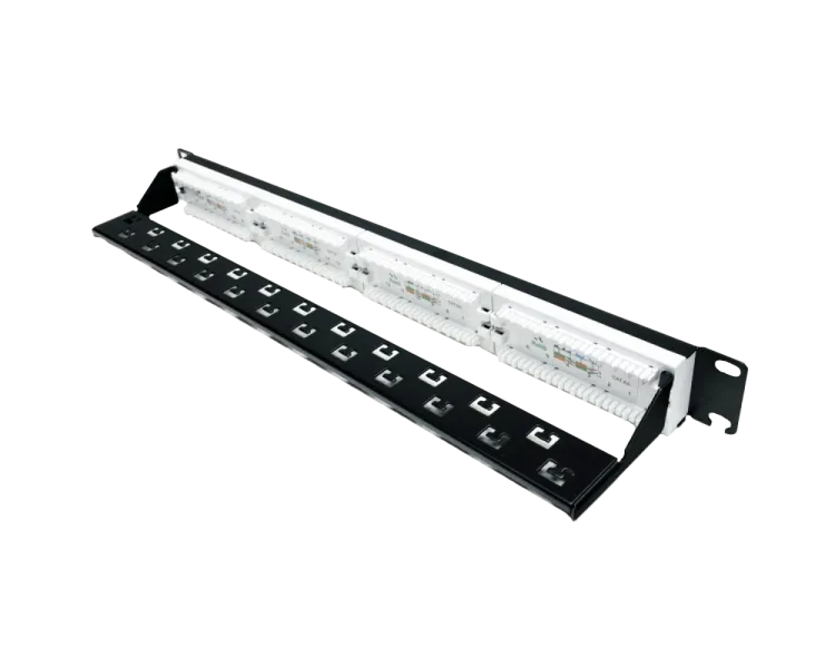 L&W ELECTRONICAL LW-PP74 Патч-панель 19" 24xRJ-45 UTP, кат. 6a, із заднім організатором з пластиковими шторками, LW
