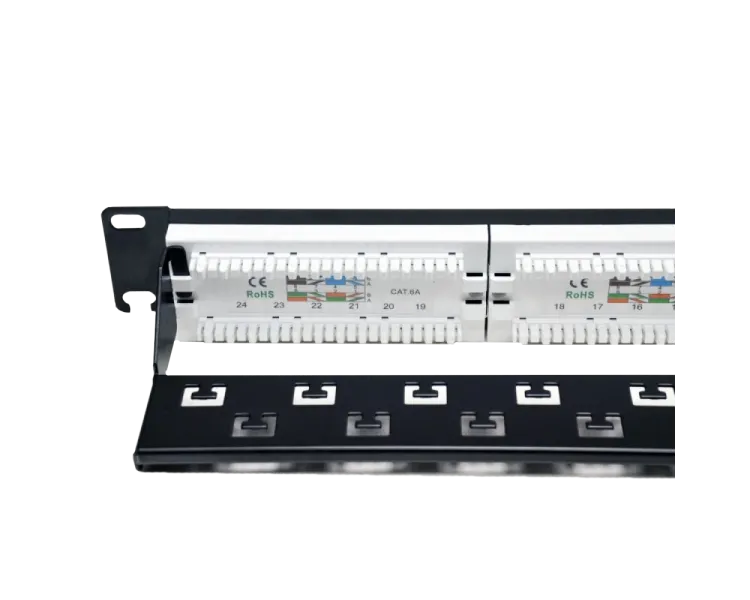 L&W ELECTRONICAL LW-PP74 Патч-панель 19" 24xRJ-45 UTP, кат. 6a, із заднім організатором з пластиковими шторками, LW