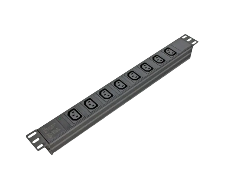 Kingda KD-IEC1008WKPB19A-C14 Блок 19" на 8 роз. С13, 10А, з індикат., без шнура, чорний, 1U, Kingda