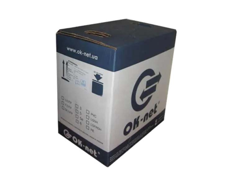 Кабель OK-NET (UTP мідь патчкордовий) КГПВ-ВП (100) 4*2*0,48 (U/UTP-cat.5E-SL patch AWG26, бухта 305
