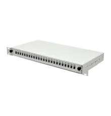 Патч-панель 24 порти SC-Simpl./LC-Dupl./E2000, пуста, кабельні вводи для 2xPG13.5 та 2xPG11, 1U, чор
