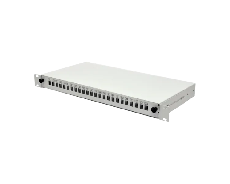 Патч-панель 24 порти SC-Simpl./LC-Dupl./E2000, пуста, кабельні вводи для 2xPG13.5 та 2xPG11, 1U, чор