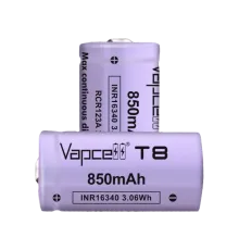 Vapcell T8 INR16340 (CR123A) 850 mah 3A, Li-ion Акумулятор