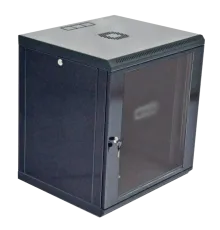 19"12U Шафа, 600x500x640мм (Ш*Г*В), економ,акрилове скло, чорна