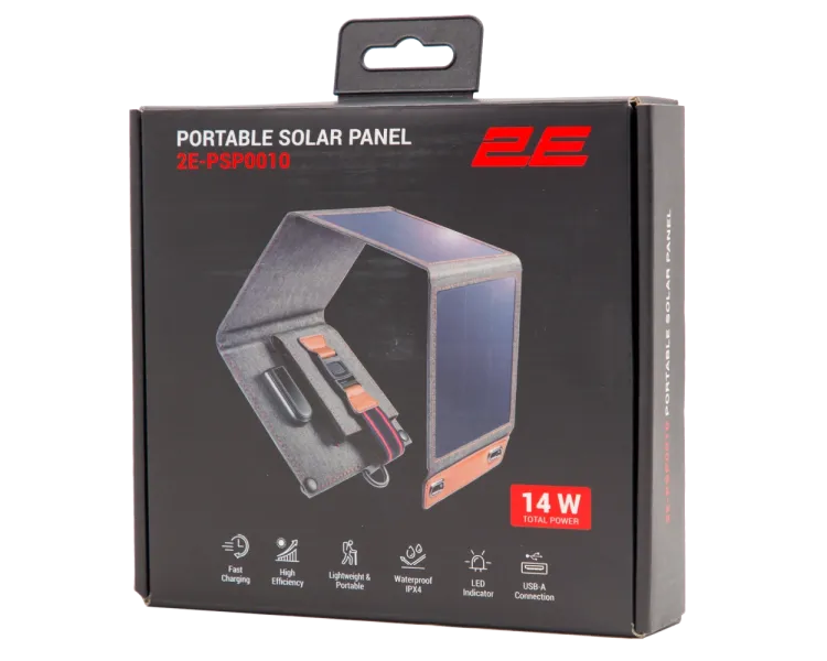 2E портативна 14 Вт USB-A 5V/2.4A Сонячна панель