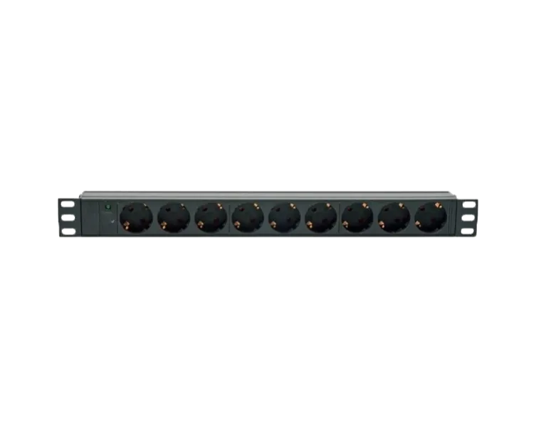 Kingda блок 19" на 9 роз. нім. станд., 10А, з індикат., без шнура, чорний, 1U