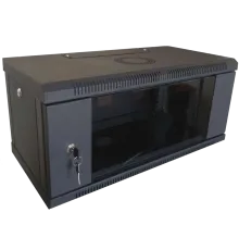 Hypernet WMNC-4U-FLAT-AC-BLACK 4U 600x450 Шафа коммутаційна настінна розбірна чорна