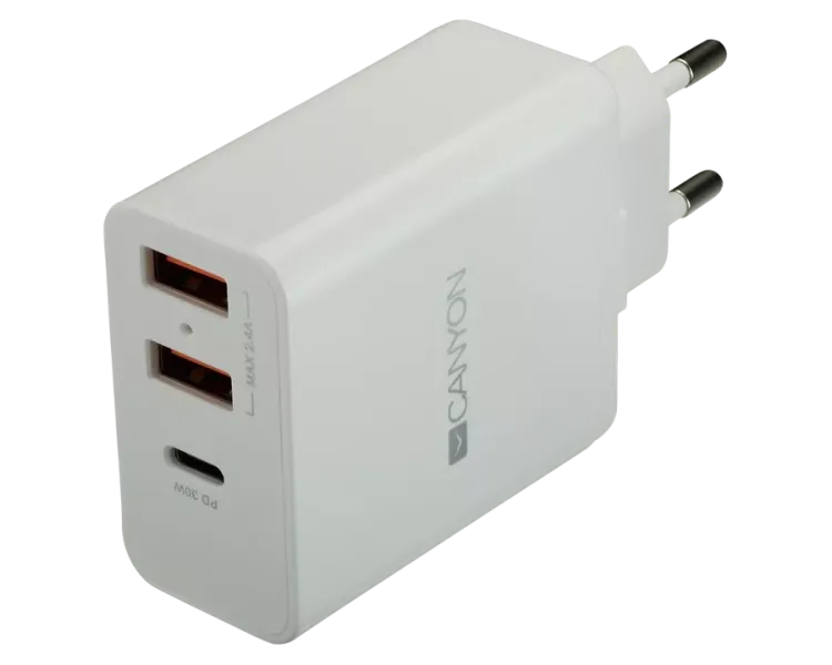 Canyon H-08 white (QC/PD 30W) Мережевий зарядний пристрiй