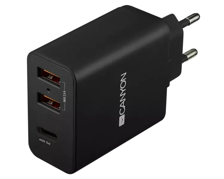 Canyon H-08 black (QC/PD 30W) Мережевий зарядний пристрiй