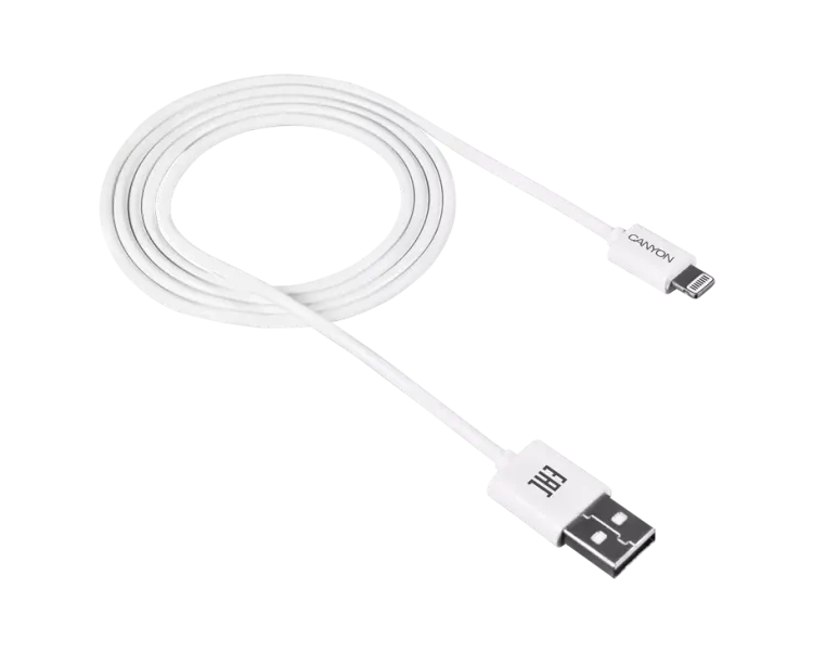 Canyon CFI1W white (Lightning - USB-A) 1м Кабель