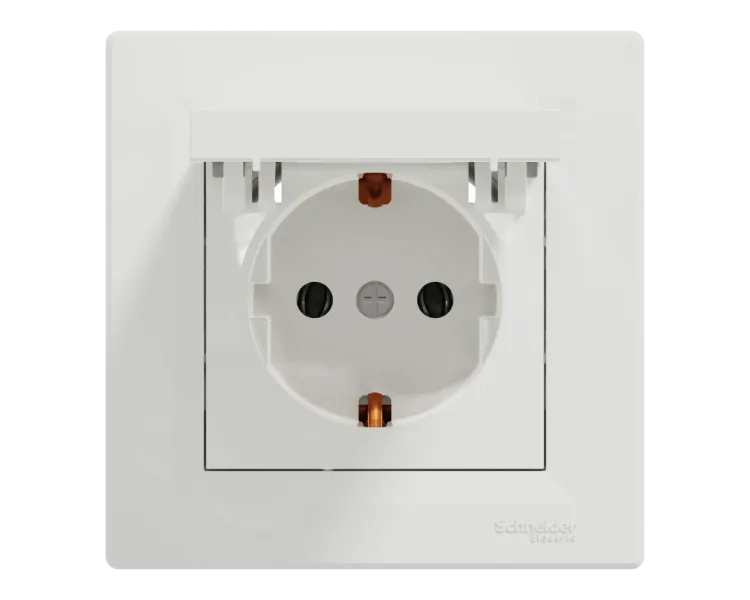 Schneider Electric ASFORA EPH3100121 Розетка одинарна із заземленням і кришкою
