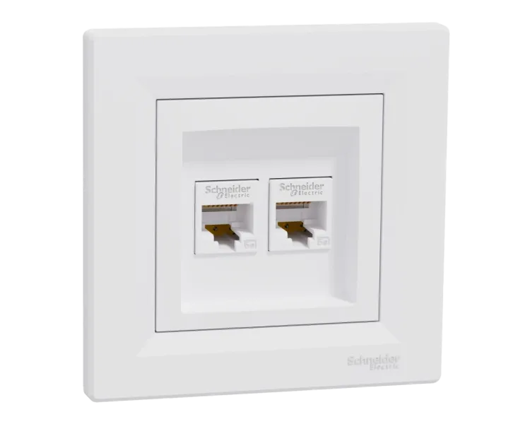 Schneider Electric Asfora EPH4400121 RJ45 5e Розетка комп'ютерна подвійна біла