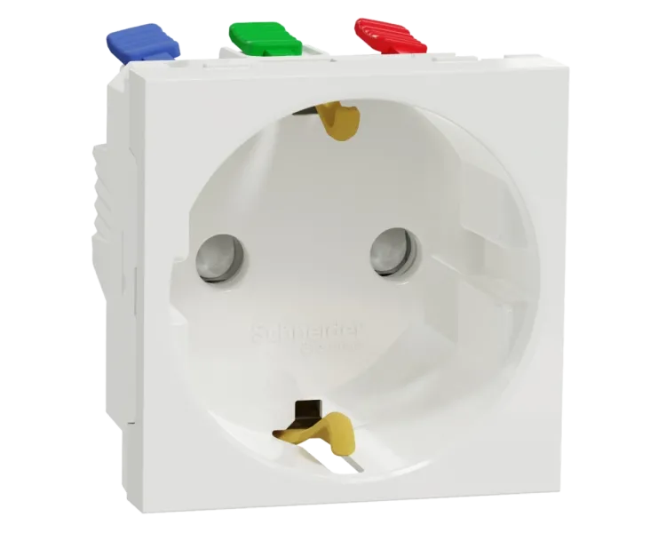Schneider Electric New Unica NU305718 Розетка з з/к зі шторками 16А самозажимні клеми біла