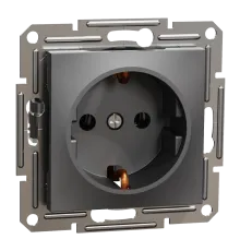 Schneider Electric EPH2900171 Asfora Розетка 220В антрацит, пластик, із заземленням, Schuko, без захисної кришки, без шторок, для врізного монтажу