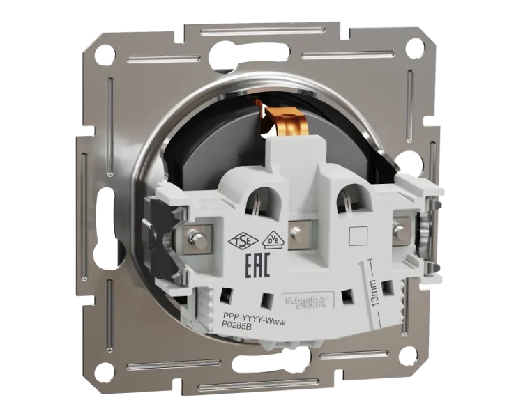 Schneider Electric EPH2900171 Asfora Розетка 220В антрацит, пластик, із заземленням, Schuko, без захисної кришки, без шторок, для врізного монтажу