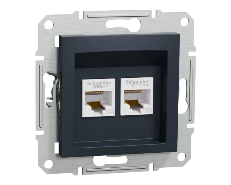 Schneider Electric EPH4400171 Asfora Розетка комп'ютерна антрацит, пластик, для врізного монтажу