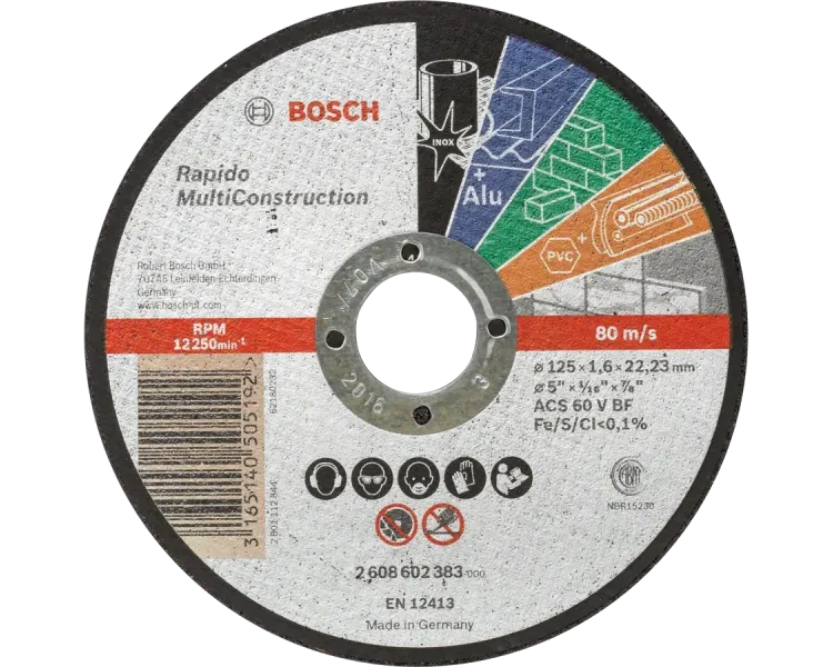 Bosch Multi Construction Rapido 125x1.6x22.2 Відрізний круг для металу