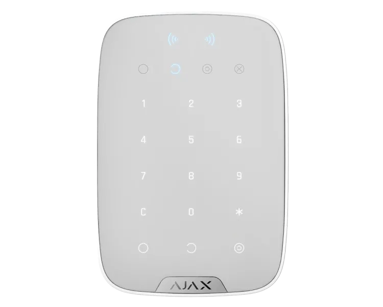 Бездротова клавіатура з підтримкою захищених карток і брелоків Ajax Superior Keypad Plus white Jeweller