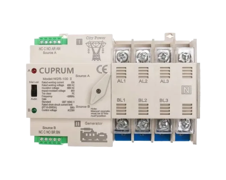 CUPRUM WR2 I-II 100А 4п АВР Перемикач з ручним перемиканням