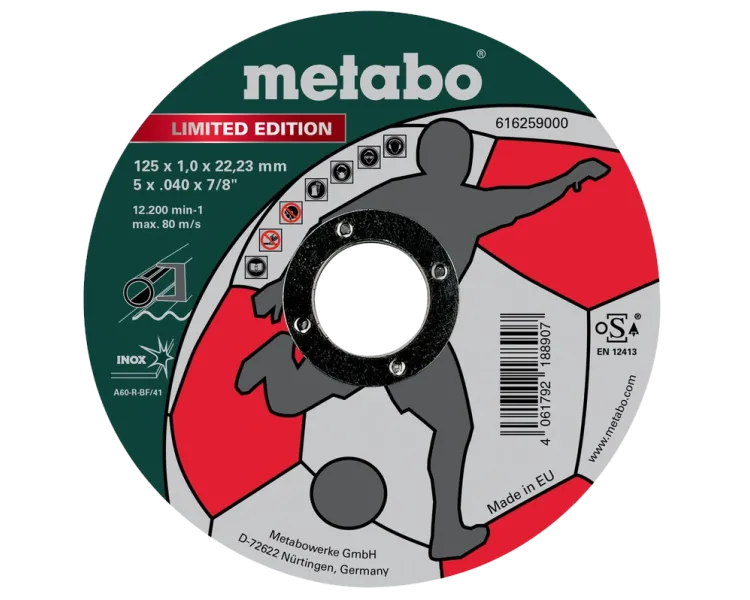 Metabo Limited Edition Soccer (616259000) Відрізний круг по металу 125 x 1,0 x 22,23 мм, Inox, TF 41