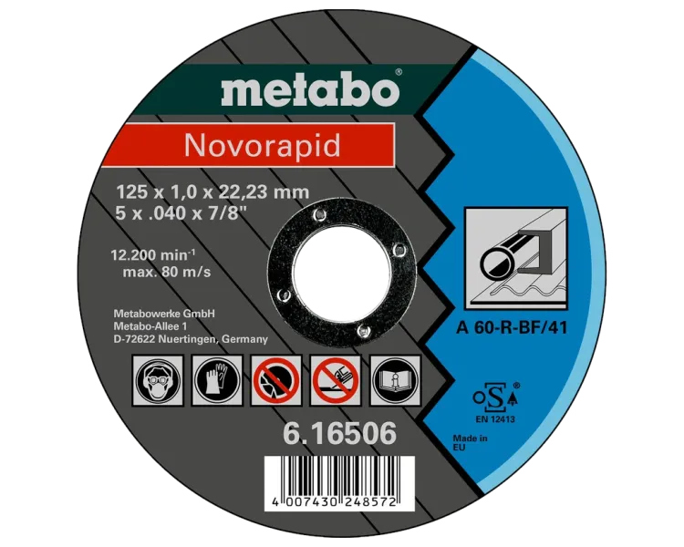 Metabo Novorapid (616506000) Відрізний круг по металу 125 x 1,0 x 22,23 мм, сталь, TF 41