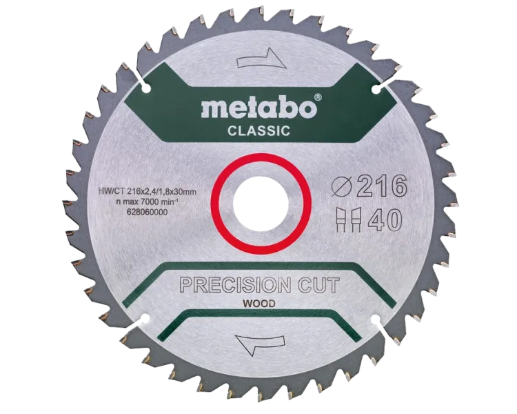 Metabo "precision cut wood - classic" (628060000) Пильний диск 216x30, Z40 WZ 5°neg.