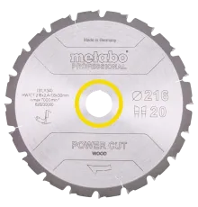 Metabo "power cut wood - professional" (628230000) Пильний диск 216x30, Z20 WZ 5° neg.