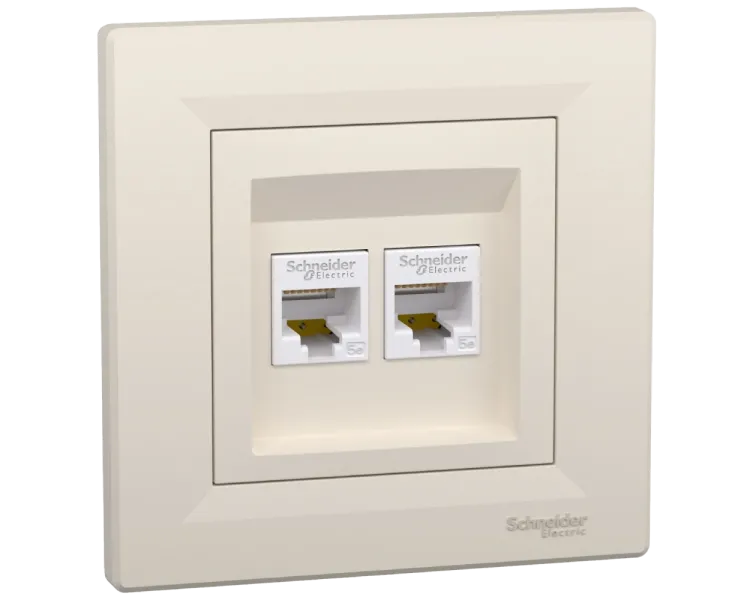 Schneider Electric Asfora EPH4400123 РОЗЕТКА КОМП'ЮТЕРНА RJ45 UTP КАТ. 5Е ПОДВІЙНА