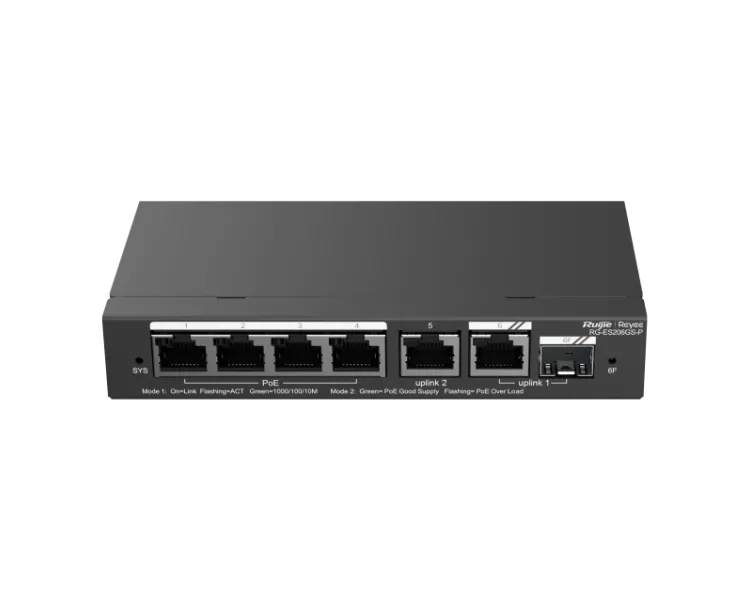 Ruijie RG-ES206GS-P PoE Комутатор 6 портів керований