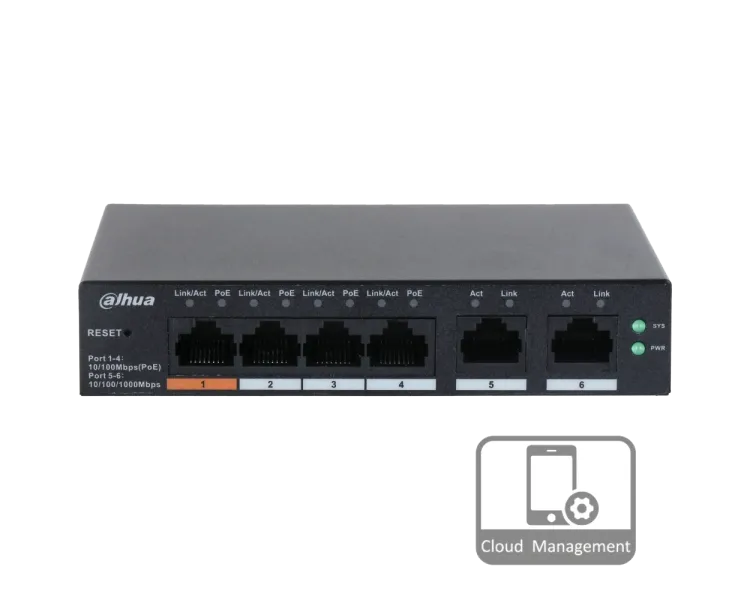 Dahua DH-CS4006-4ET-60 PoE Комутатор 6 портів керований