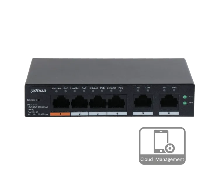 Dahua DH-CS4006-4GT-60 PoE Комутатор 6 портів керований