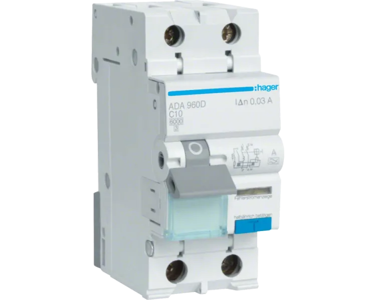 Hager ADA960D Дифавтомат 1P+N, 6kA, C-10A, 30mA, A