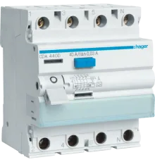 Hager CDA463D Диференційне реле 4P, 6kA, 63A, 30mA, AО: "A"