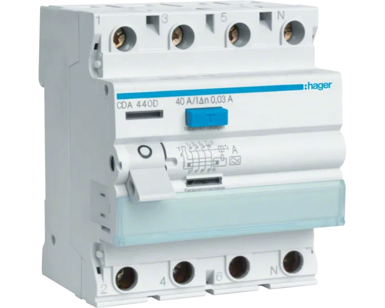 Hager CDA463D Диференційне реле 4P, 6kA, 63A, 30mA, AО: "A"