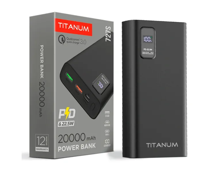 TITANUM 727S 20000mAh 22.5W Black Повербанк