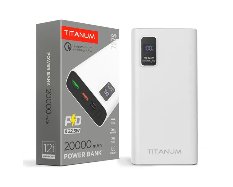 TITANUM 727S White 20 000 мА•г Повербанк