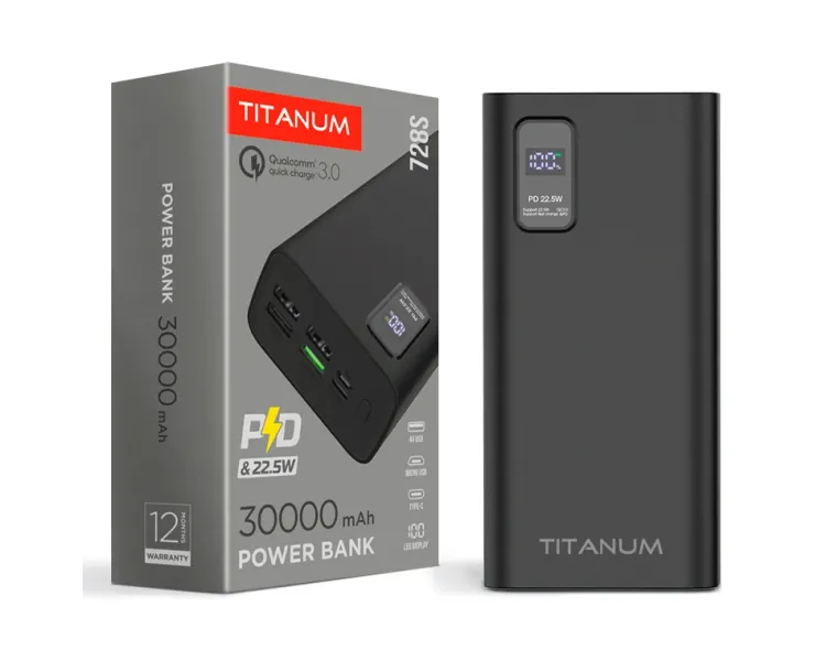 TITANUM 728S 30000mAh 22.5W Black Повербанк