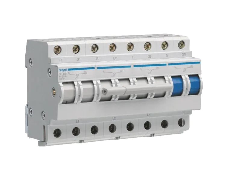 Hager SF463 400В/63A, 3+N, 8м Перемикач вводу резерва