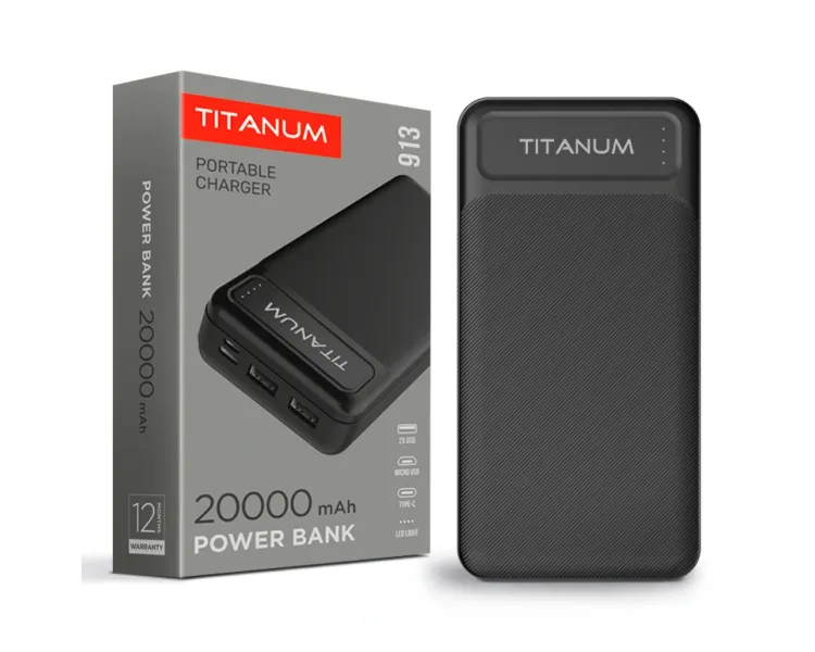 TITANUM TPB-913 Black 20000mAh Повербанк