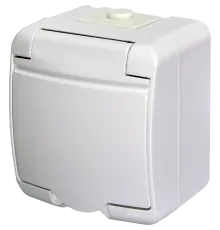 ETI 4668015 Hermetics Розетка 1-на з з/к Schuko RHE-1s (біла/біла кришка, IP54)