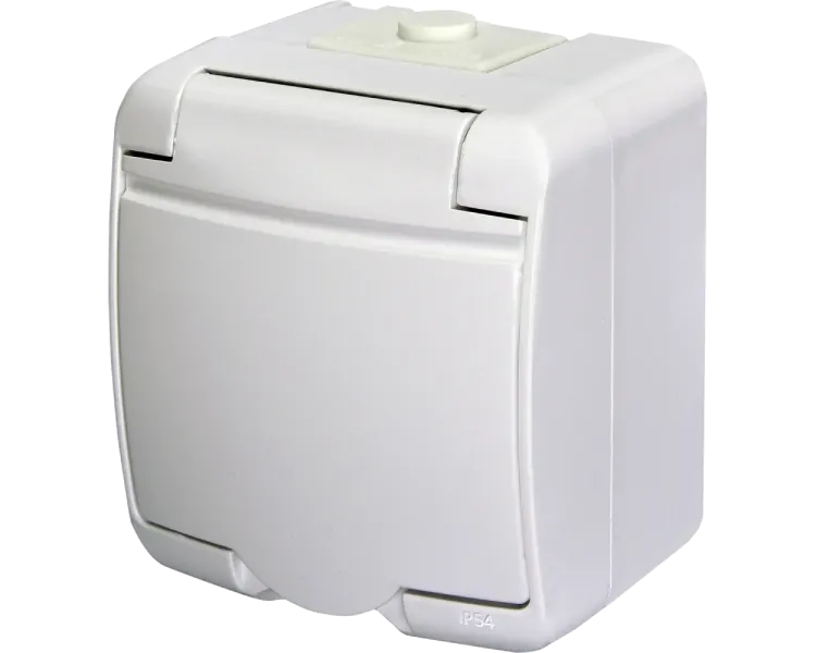 ETI 4668015 Hermetics Розетка 1-на з з/к Schuko RHE-1s (біла/біла кришка, IP54)