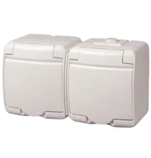 ETI Hermetics 4668019 Розетка 2-на з з/к Schuko RHE-2s(біла/біла кришка, IP54)