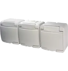 Hermetics ETI 4668023 Розетка 3-на з з/к Schuko RHE-3s (біла/біла кришка, IP54)